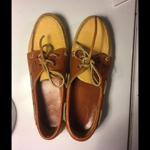 Dooney and Bourke Brown and Mustard Boat Shoes